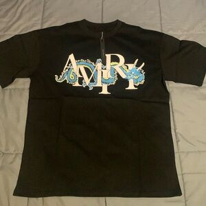 Amiri Blue Dragon Black Tee Logo Shirt Men’s Large